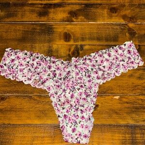 Victoria's Secret‎ Floral Lace Panties - Pink and White